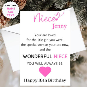 Personalised Niece Birthday Card Quote Coming of Age 21st 18th 16th 30th 40th Wonderful Niece Card for her