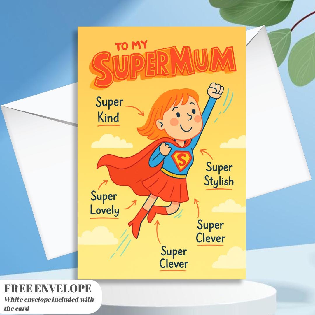 To my supermum Birthday card - mum Birthday Card Cute mother birthday cards  A5 size