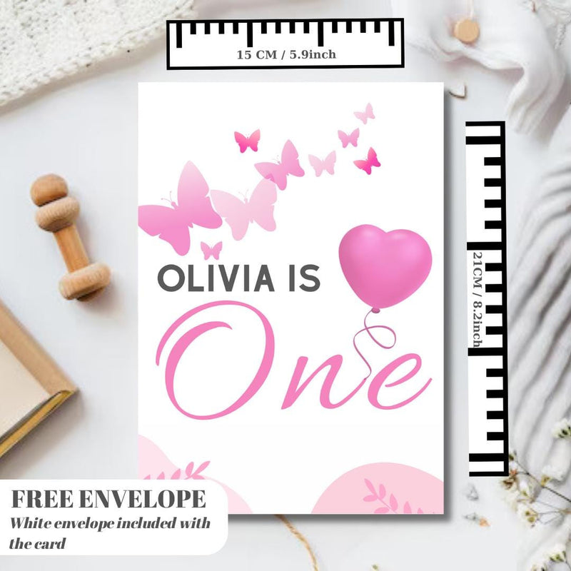 1st Birthday Card for Girl, Personalised First Birthday Card, One Year Old Birthday Card, Custom Birthday Card for Daughter