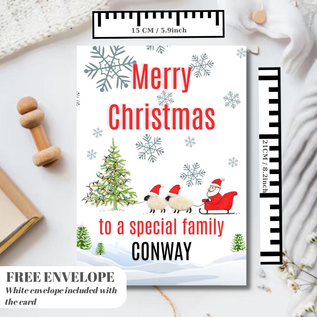 Christmas Card | Happy Xmas Card | Sheep Card | Personalised Card | For both of you | Santa card