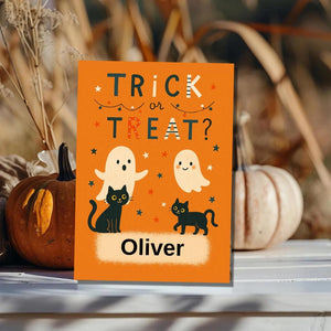 Personalised Halloween Card - Trick or Treat- Cheeky Gift For Sister Brother Friends