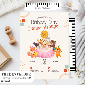 Beary Birthday Invitation, Bear Birthday Invite, Teddy  Birthday,  Birthday Girl, Beary Birthday Party Invite Pink 10/20/30 invitations card