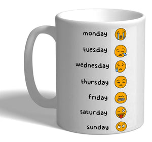 Ceramic mug, gift mug, The mug, with the days of the week and emoticons,perfect gift mug, office mug, funny mug