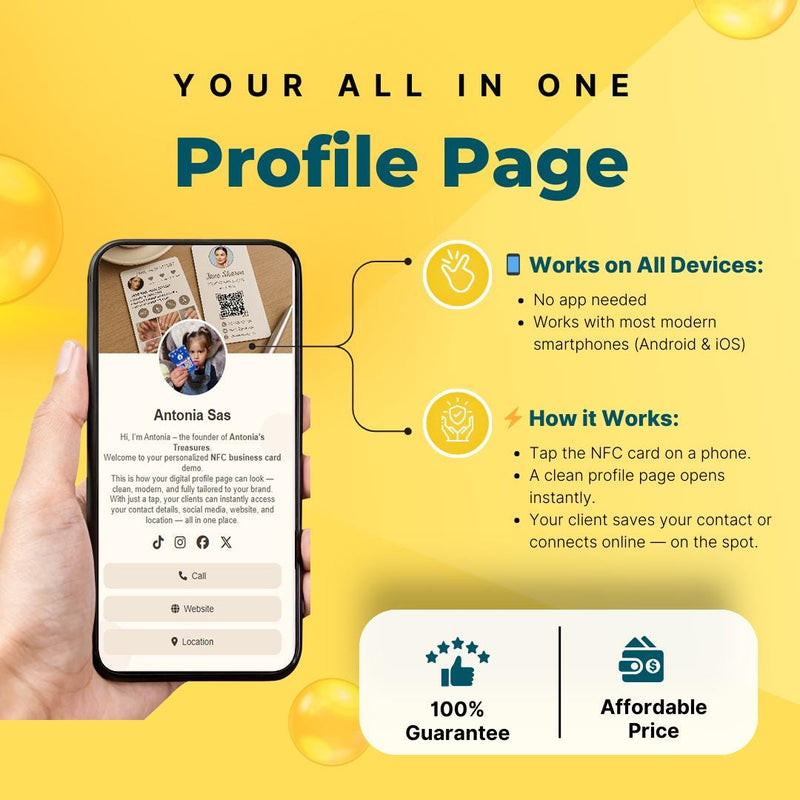 Business Card Floral : Elegant business card with Digital Contact, No App Needed