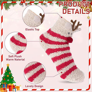 Personalized Christmas Fuzzy Socks for Women 2 Pairs Socks Cute Fluffy Socks Winter Warm Stockings Custom Name Socks Gift Ideas for Women