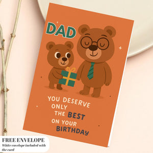 Happy Birthday cards for father, DAD Birthday card - Birthday Card Cute FATHER birthday cards , card for him greeting card for daddy