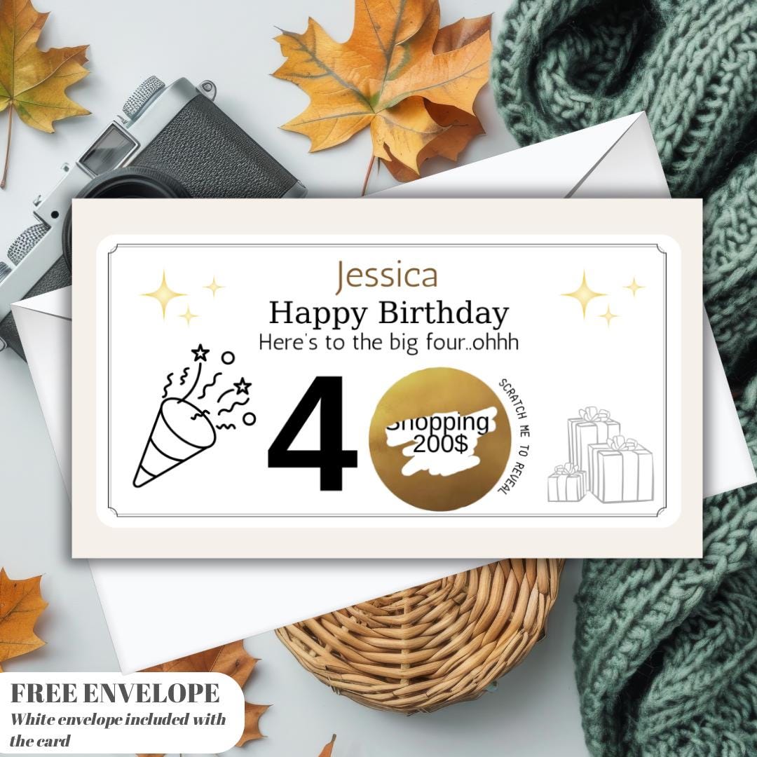 Personalised Birthday Scratch To Reveal Voucher, Special Birthday Surprise Scratch Card, 30th, 40th, 50th, 60th,70th,80th Birthday Gift Card