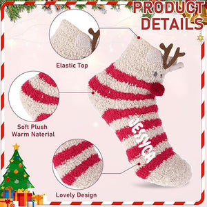 Personalized Christmas Fuzzy Socks for Women 2 Pairs Socks Cute Fluffy Socks Winter Warm Stockings Custom Name Socks Gift Ideas for Women