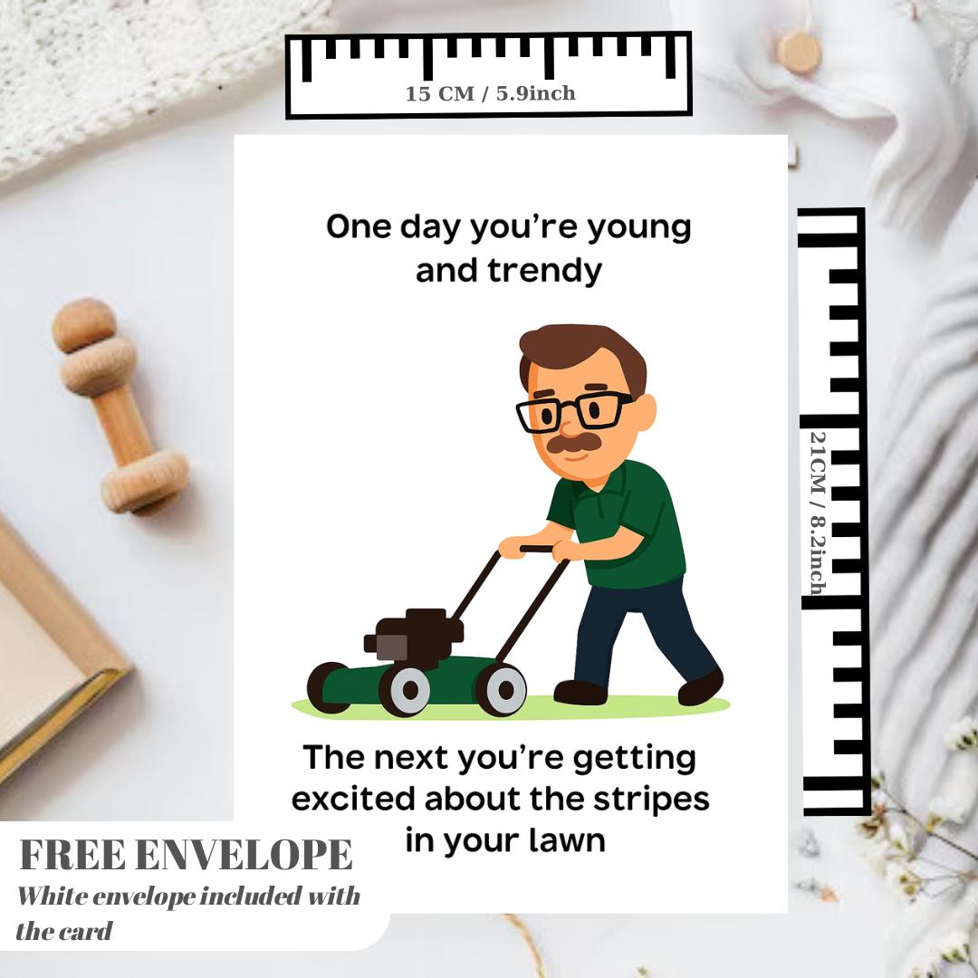 Funny Lawn Stripes Birthday Card for Him, greeting card for husband, best friend, father, uncle, card that make you smile (A5 size)