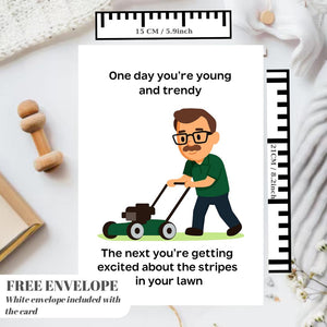 Funny Lawn Stripes Birthday Card for Him, greeting card for husband, best friend, father, uncle, card that make you smile (A5 size)