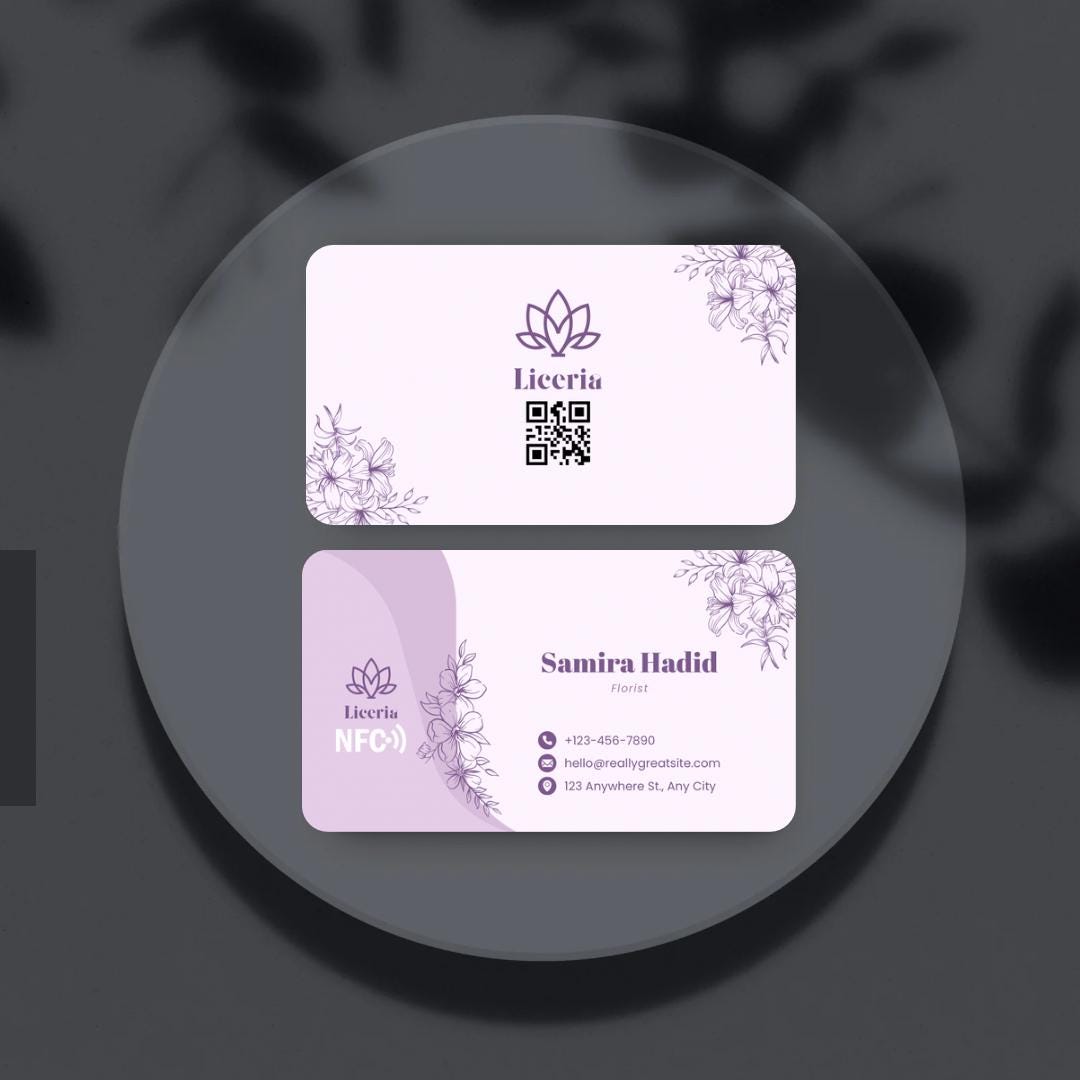 Business Card Floral : Elegant business card with Digital Contact, No App Needed