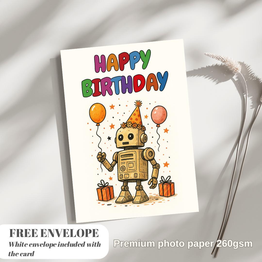 Custom Birthday Card, Robot Birthday card, R2-D2 Birthday Card Funny Birthday Card Anniversary card, gift birthday card for him