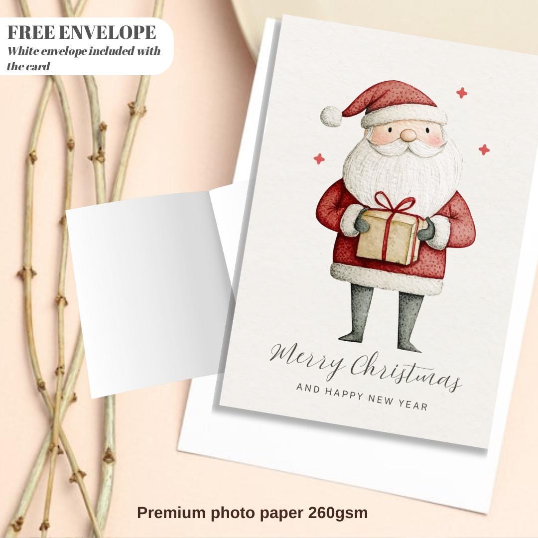 Christmas Card | Marry Xmas greeting Card | santa gift Card | Personalised Card name and age | For both of you | Santa Christmas card
