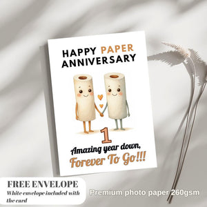 Funny 1st Anniversary Card, Unique Design, 'Happy Paper Anniversary' Personalised Birthday Card Greeting Card