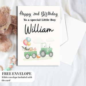Personalised 2nd Birthday Card For Boy, Son 2nd Birthday Card, Animal Second Birthday Gift For Little Boy, 2nd Birthday Gift, Nephew