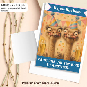 Best Friend Birthday - One Classy Bird Bestie Design - Funny Birthday Card for Women. A5 Size With cute bday message