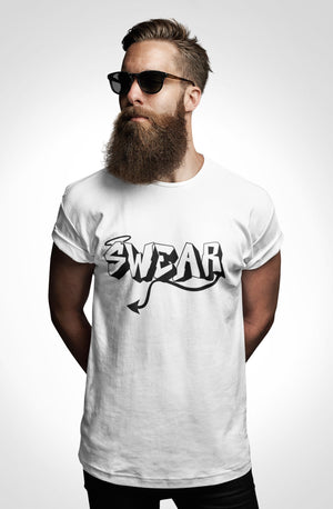 T-shirt, Aesthetic Crewneck, Popular Funny Vinyl print Swear,Evil and Angel signs  Men Shirt, Cotton Fitted STATEMENT Tee, nice, cool tees