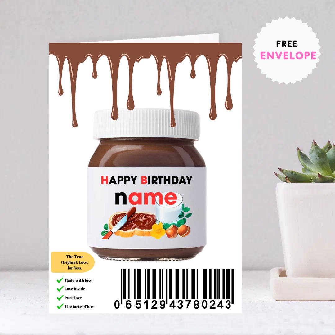 Personalized Chocolate Spread High-Quality card Birthday Anniversary greeting card Custom Nutella card Name card Favors Gift