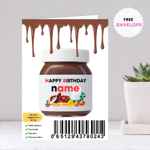 Personalized Chocolate Spread High-Quality card Birthday Anniversary greeting card Custom Nutella card Name card Favors Gift
