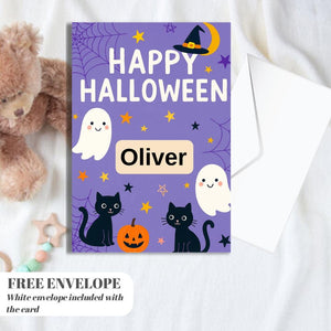 Personalised Halloween Card - Trick or Treat- Cheeky Gift For Sister Brother, Friends Halloween Card -