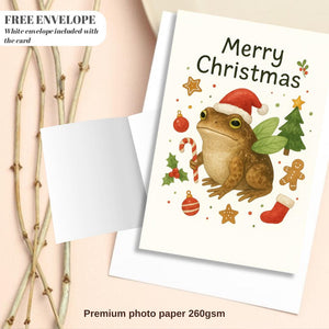 Frog Christmas Card | Marry Christmas Grumpy Card | frog santa gift Card | For frog lovers