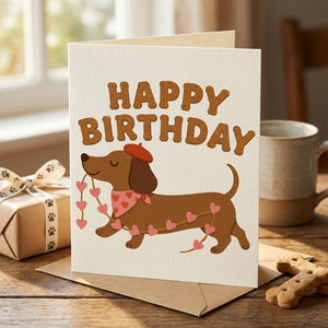 Funny Dachshund Birthday Card, Cute Sausage Dog Card, Dog Lover Gift, Funny Dog Birthday Card, Pun Birthday Card for Him/Her