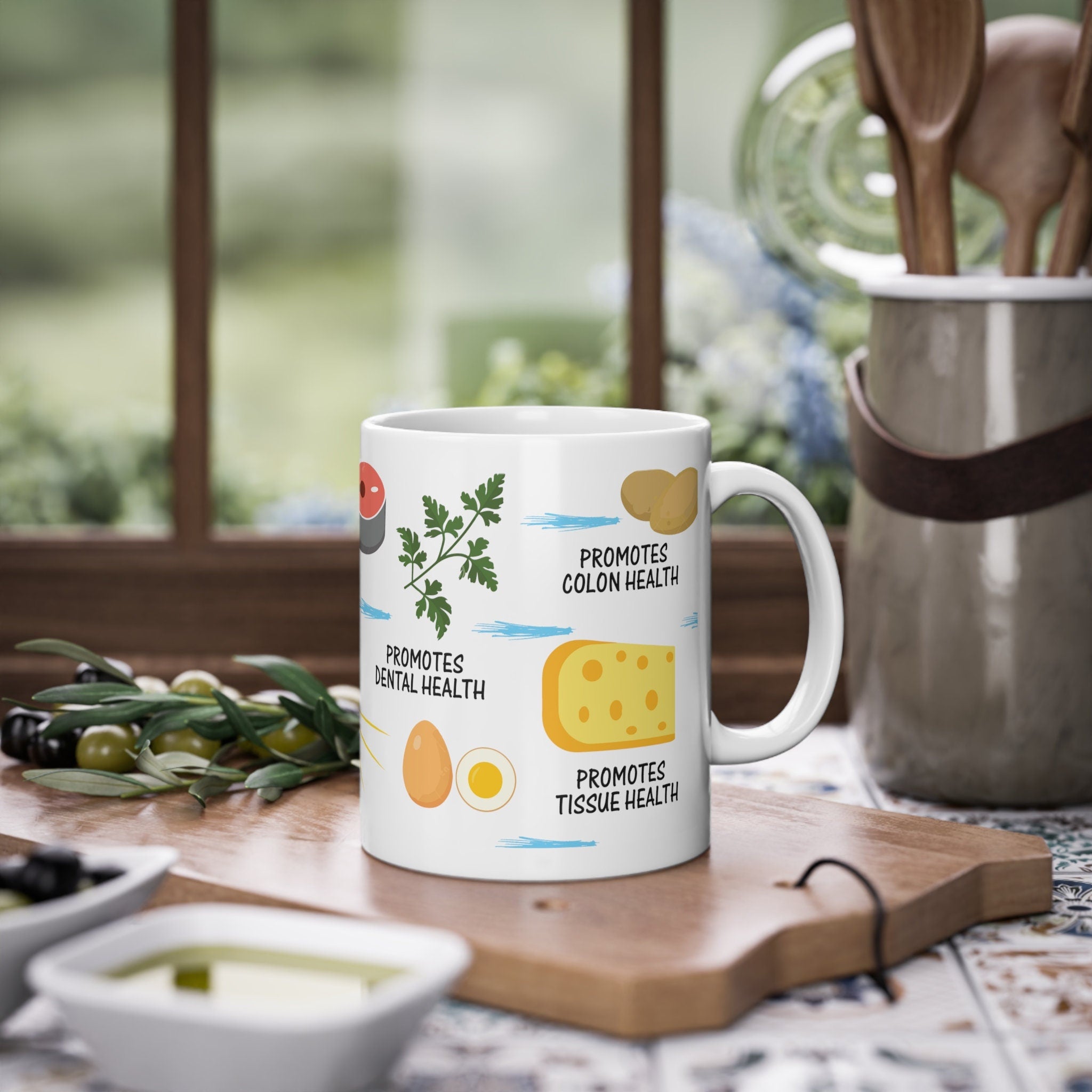 Vitamin D Mug: Glossy Ceramic Coffee Cup, Health Gift
