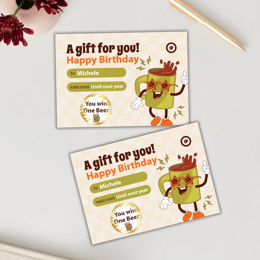 Custom Birthday Scratch Card – Personalised Surprise Reveal Gift for Him or Her | Unique Fun Birthday Present