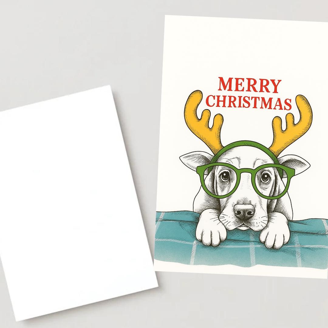 Dog Christmas Card  - Funny dog lover xmas  Cards For dog Lovers - dog wishes Marry Christmas to you, meme dog mums