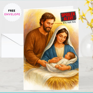 Funny Spoiler Alert Christmas Card – Humorous Holiday Greeting Card for Friends, Family, or Coworkers – Funny Xmas Card Witty Christmas Gift