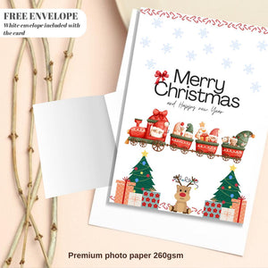 Christmas Card | Santa Train Xmas greeting Card | santa gift Card | Personalised Card name and age | For both of you | Santa Christmas card