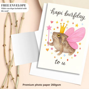 Grumpy Frog Birthday Card - Frog Lover Birthday Greeting Card Birthday Card For Her or him, greeting card with from, friend frog