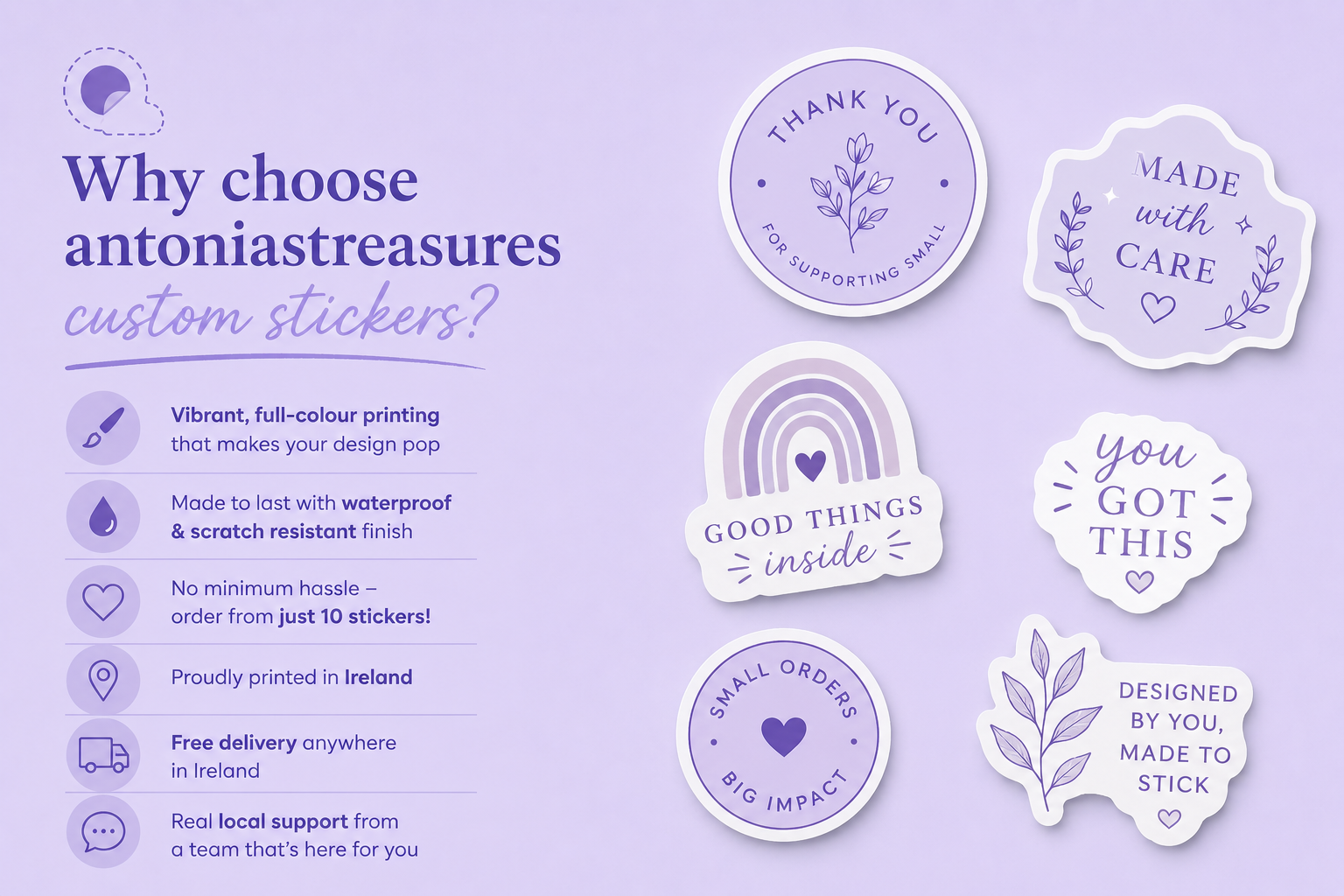 Why choose Antonia’s Treasures for your custom stickers?