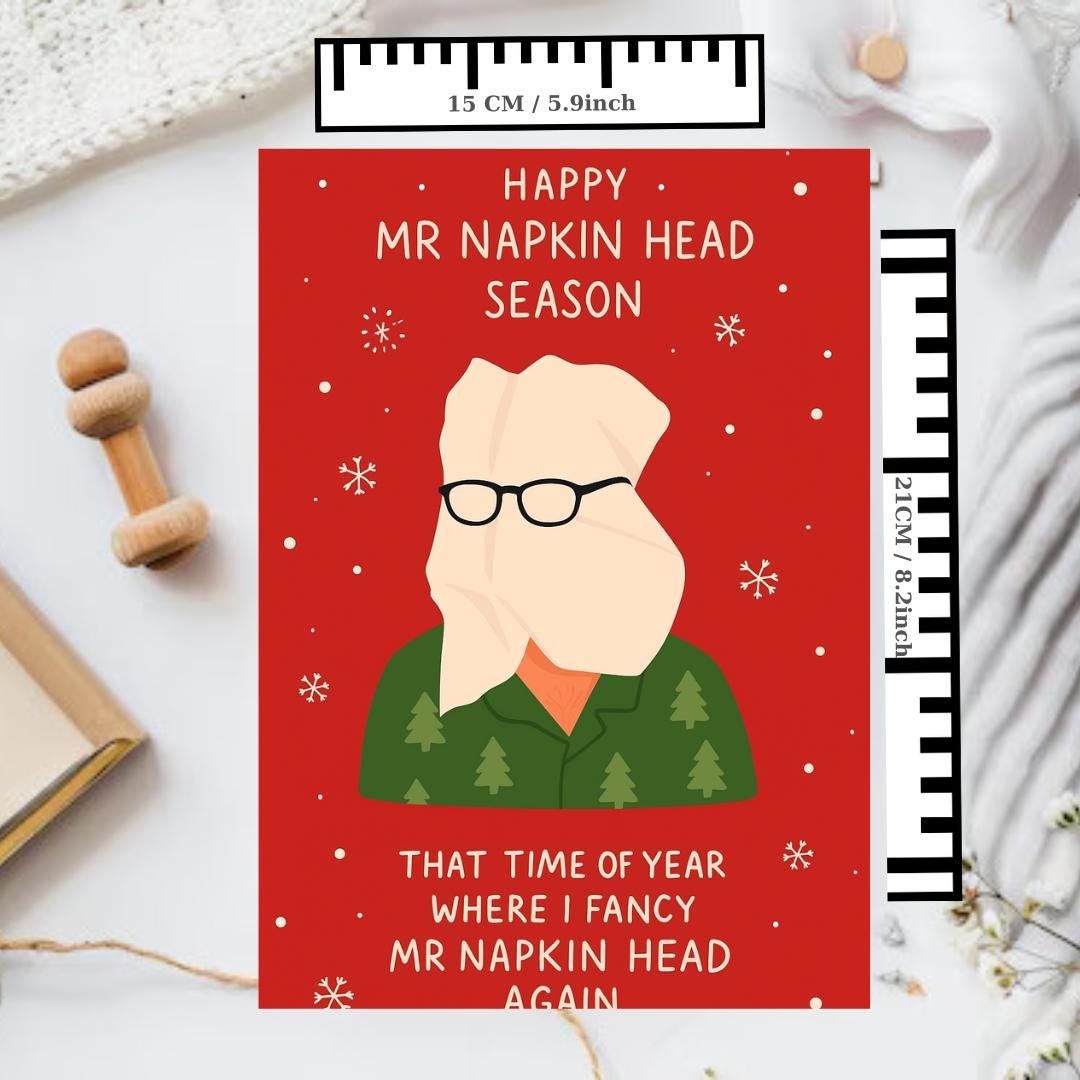 Personalised Mr Napkin Head Card - Christmas Card • marry christmas card for him or her funny xmas card