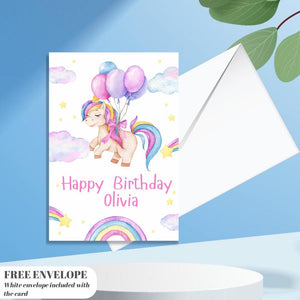 Unicorn birthday card | Personalised Girl Greeting Card | Custom Number Card for your niece from grandma, aunt or loved one with Unicorn