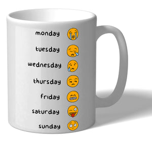 Ceramic mug, gift mug, The mug, with the days of the week and emoticons,perfect gift mug, office mug, funny mug
