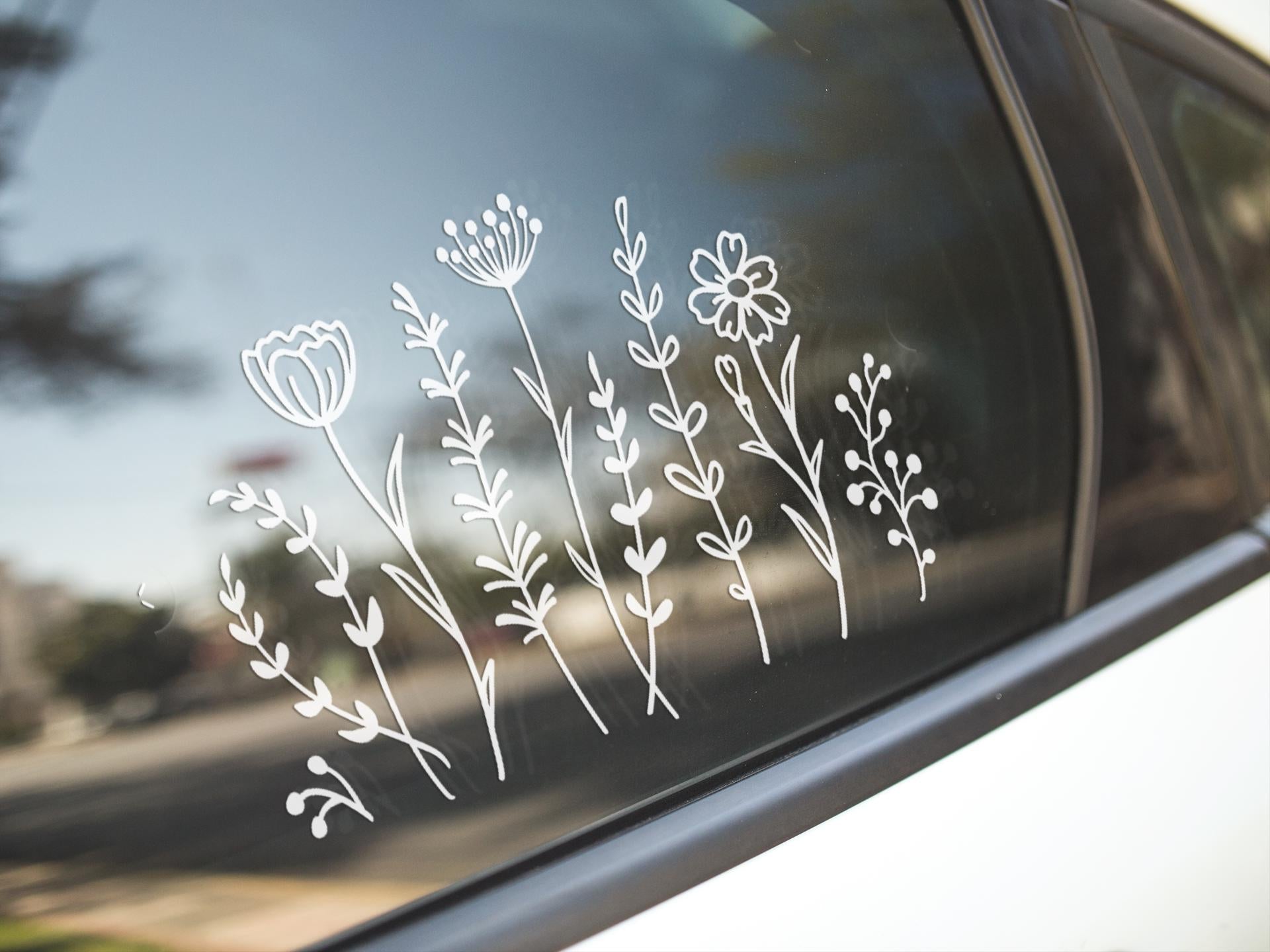 Wildflowers Car Decal: Removable Vinyl Sticker for Laptop, Water Bottle