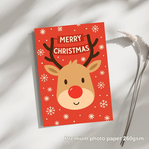 Personalised Christmas Card - Reindeer Merry Christmas Antlers Rudolph marry christmas card for him or her funny xmas card