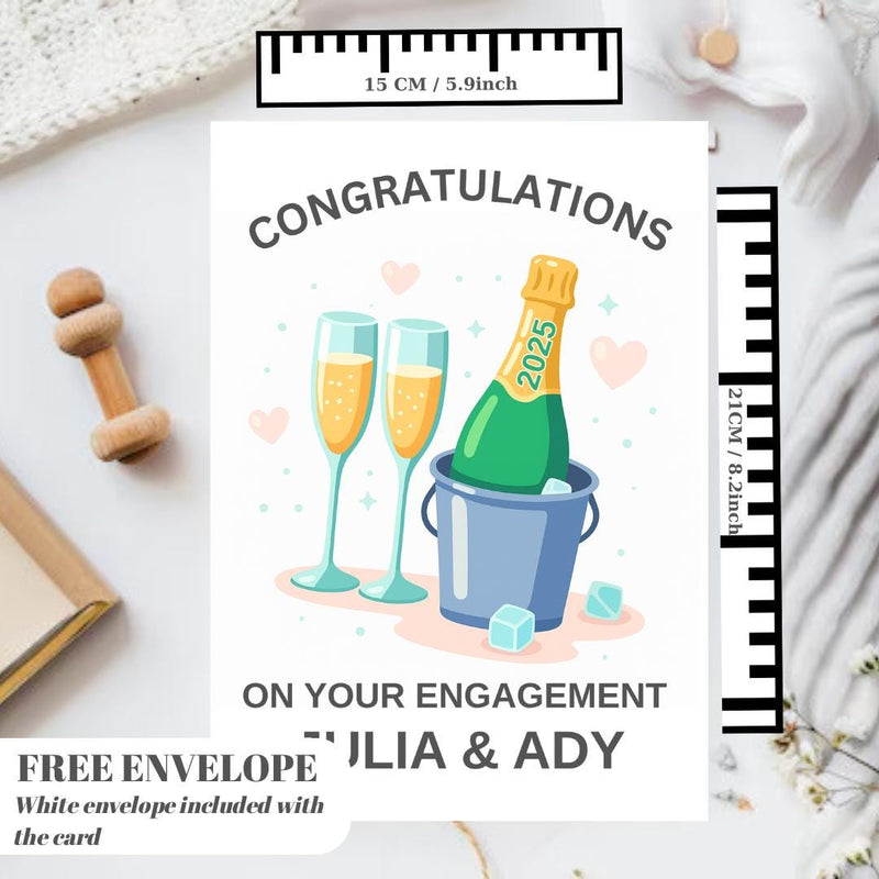 Engagement Card | Personalised Champagne Engagement Card | Congratulations Card for Couple or Fiancé | Romantic Engagement Gift Card