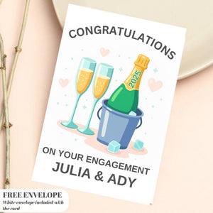 Engagement Card | Personalised Champagne Engagement Card | Congratulations Card for Couple or Fiancé | Romantic Engagement Gift Card