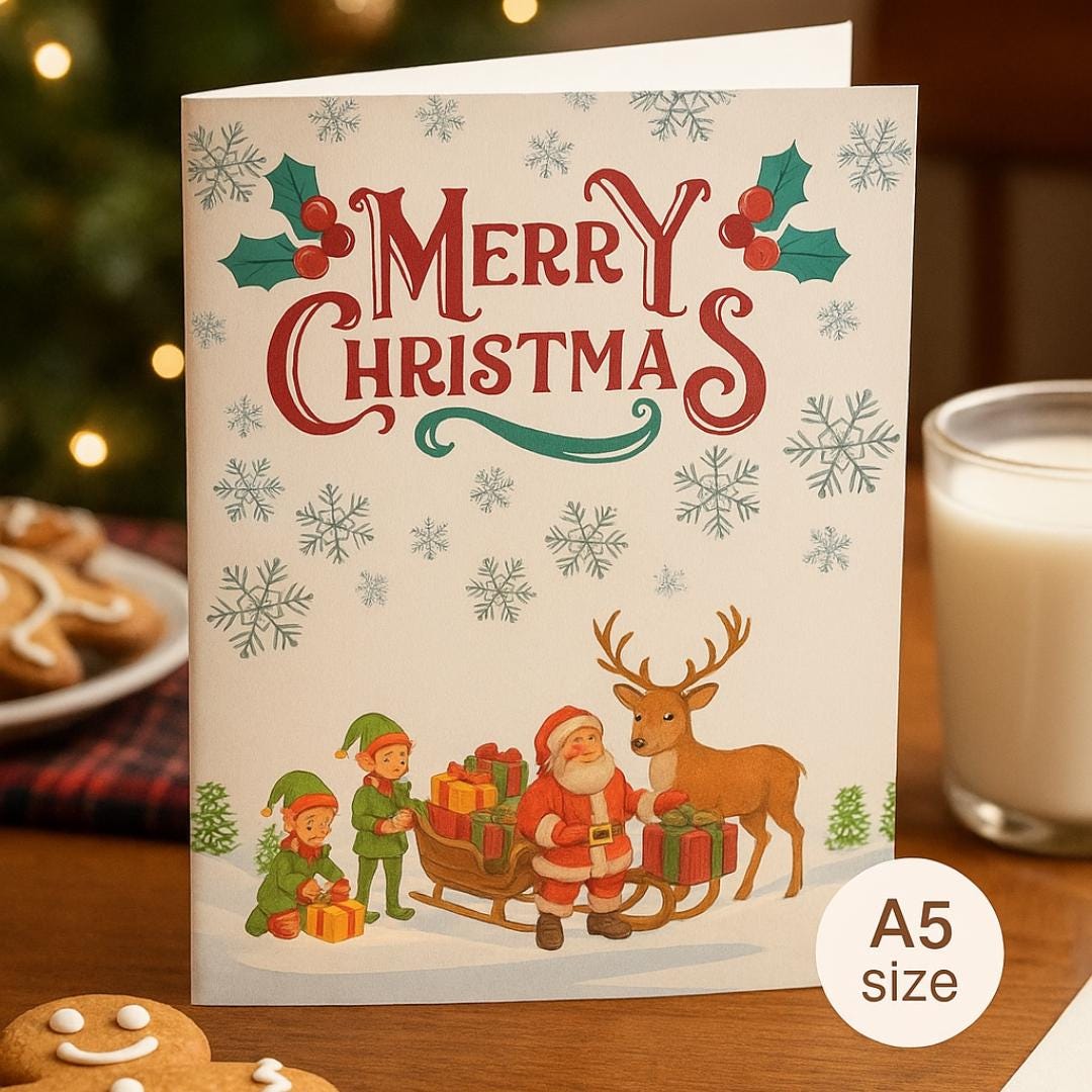 Christmas Card | Santa Team Xmas greeting Card | santa gift Card | For both of you | Santa Christmas card