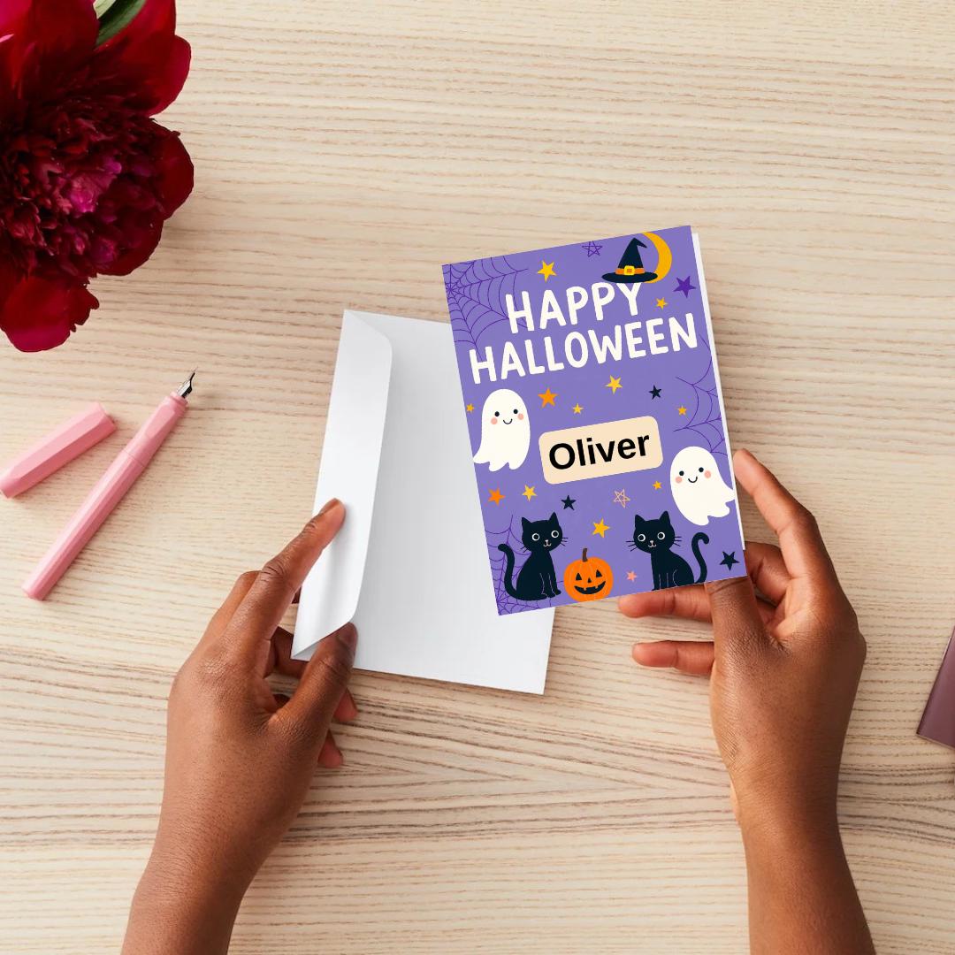 Personalised Halloween Card - Trick or Treat- Cheeky Gift For Sister Brother, Friends Halloween Card -