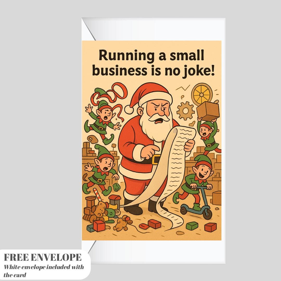 Funny Santa Christmas Card for Small Business Owners – “Running a Small Business Is No Joke” – Entrepreneur Holiday Card