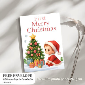 First Christmas Card for niece | Marry Xmas Card | Sheep Card | Personalised Card | For both of you | Santa card