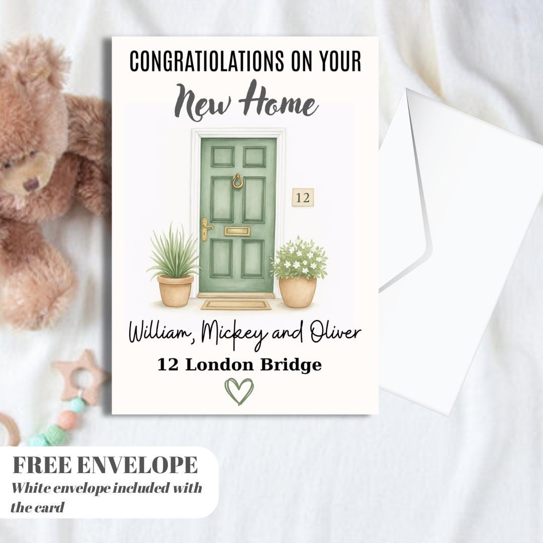 New Home Card, Personalised New Home Card, Congratulations Card, Housewarming Card, New Home Gift, Custom Address Card