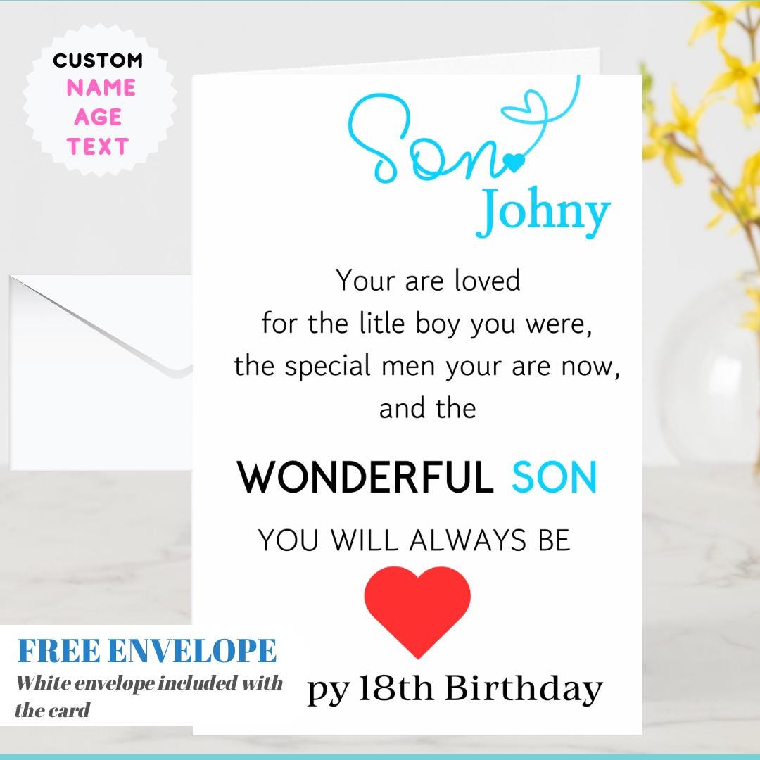Personalised SON Birthday Card Quote Coming of Age 21st 18th 16th 30th 40th Wonderful Son Card for him
