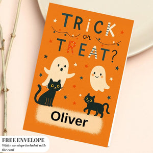 Personalised Halloween Card - Trick or Treat- Cheeky Gift For Sister Brother Friends