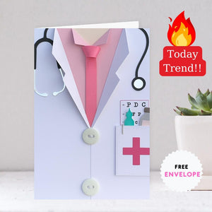 Doctor Card, Medical Card, Handmade Medical School Graduation Card, Thank You Card, Physician Card, Doctor Card.