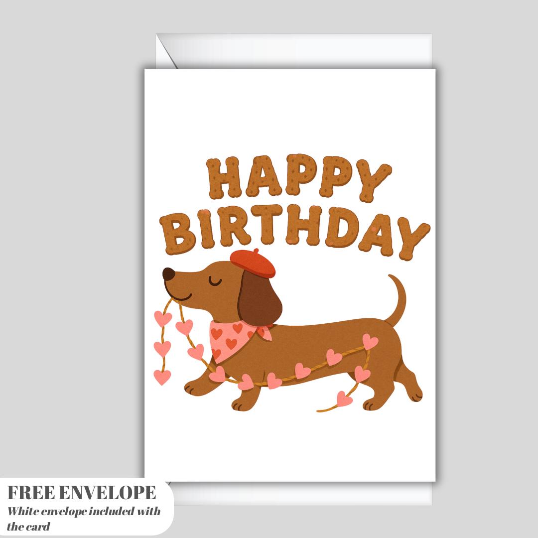 Funny Dachshund Birthday Card, Cute Sausage Dog Card, Dog Lover Gift, Funny Dog Birthday Card, Pun Birthday Card for Him/Her