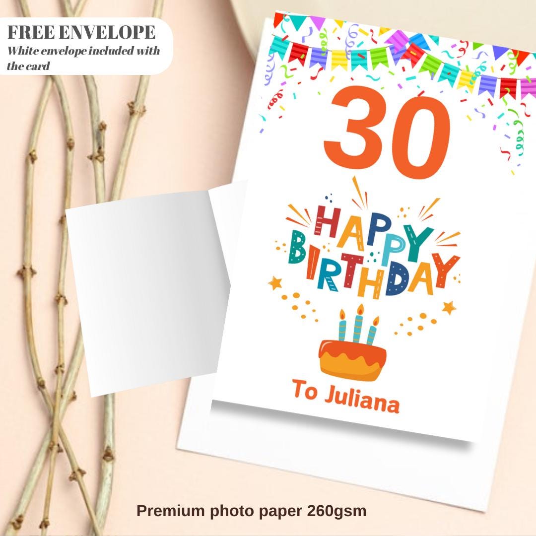 30th birthday card for her personalised 30th birthday card for her daughter greeting card